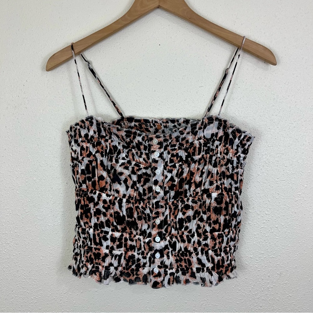 FREE PEOPLE ONE Meridien Leopard Corset Top Womens Size Medium - Picture 2 of 5